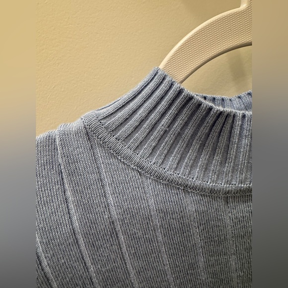 Light Blue Wide Ribbed Mockneck Sweater - Picture 3 of 8